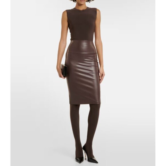 Norma Kamali Jersey Catsuit with Footsie in Chocolate - Picture 2 of 9